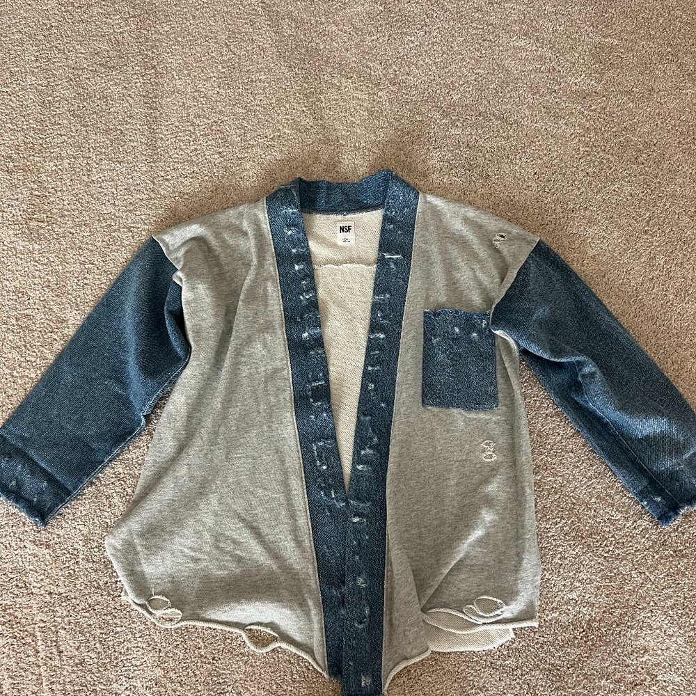 NSF Grey/Denim Cardigan Jacket